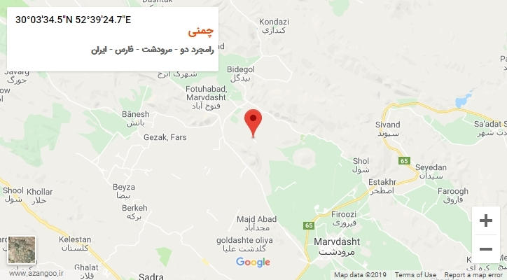 روستای چمنی بر روی نقشه