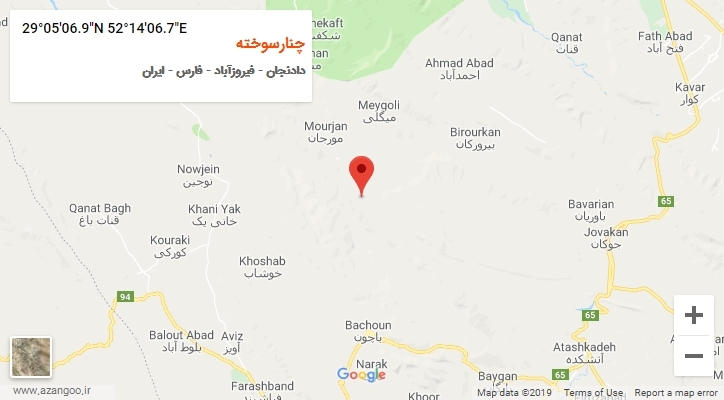 روستای چنارسوخته بر روی نقشه