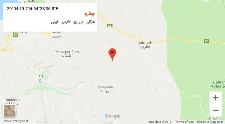 روستای چنارو بر روی نقشه