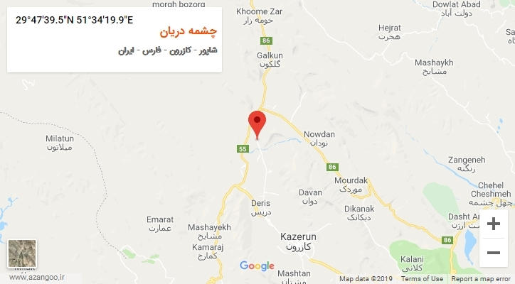 روستای چشمه دریان بر روی نقشه