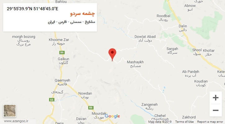 روستای چشمه سردو بر روی نقشه