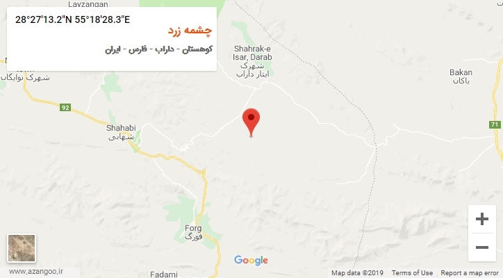 روستای چشمه زرد بر روی نقشه