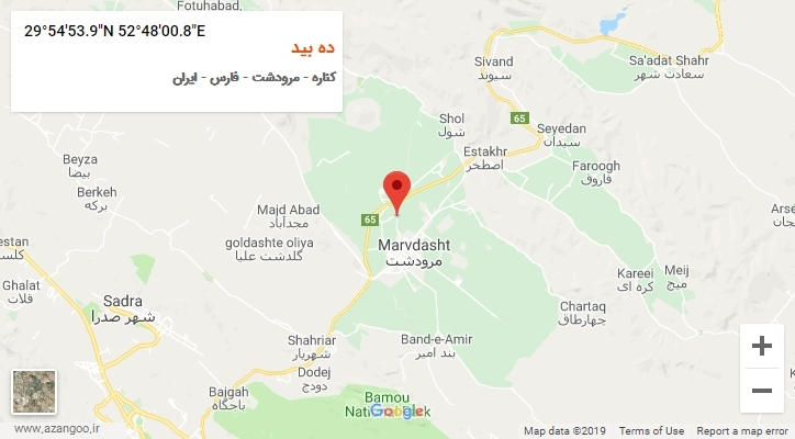 روستای ده بید بر روی نقشه