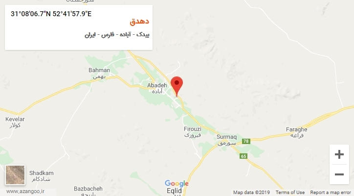 روستای دهدق بر روی نقشه