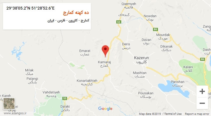 روستای ده کهنه کمارج بر روی نقشه