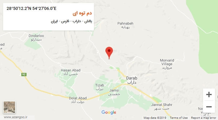 روستای دم توه ای بر روی نقشه