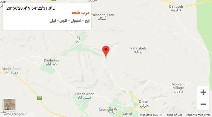روستای درب قلعه بر روی نقشه