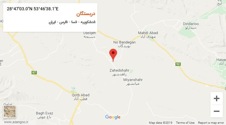روستای دربستگان بر روی نقشه