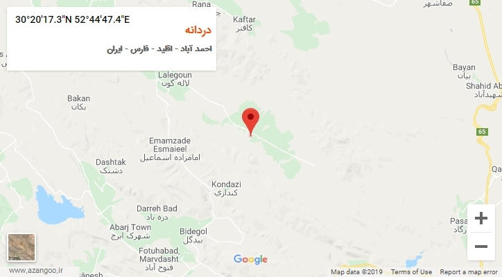 روستای دردانه بر روی نقشه