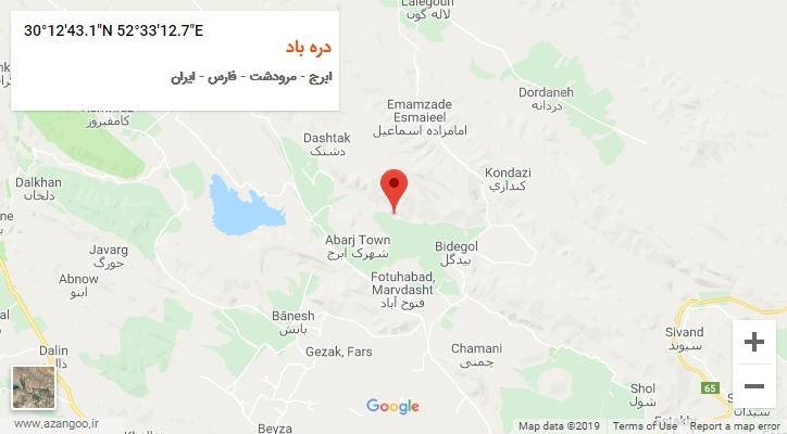 روستای دره باد بر روی نقشه
