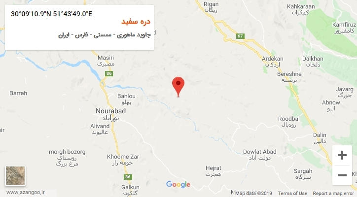 روستای دره سفید بر روی نقشه