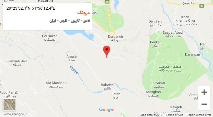 روستای درونک بر روی نقشه