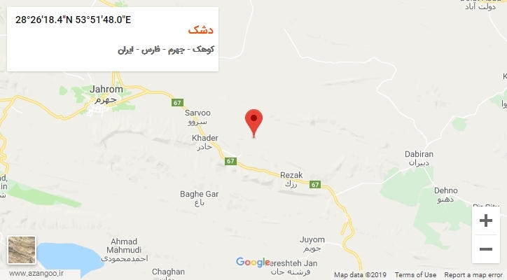 روستای دشک بر روی نقشه