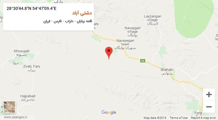روستای دشتی آباد بر روی نقشه