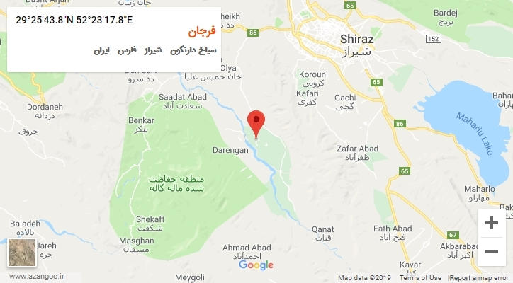 روستای فرجان بر روی نقشه