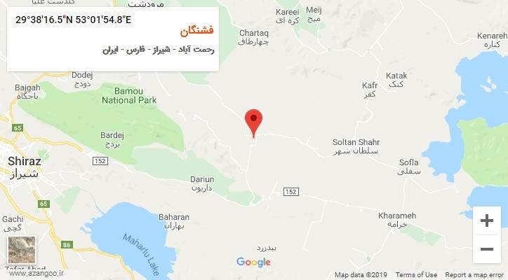 روستای فشنگان بر روی نقشه