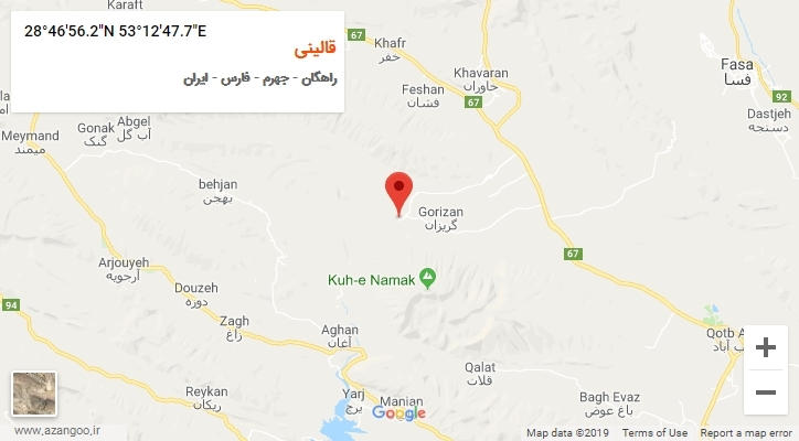روستای قالینی بر روی نقشه