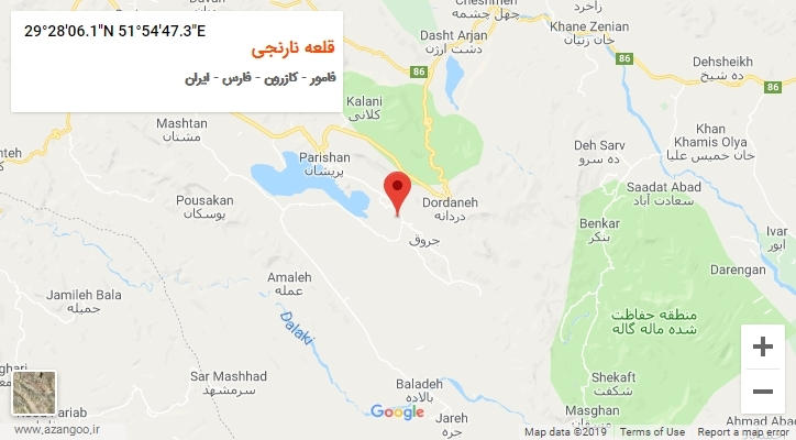 روستای قلعه نارنجی بر روی نقشه