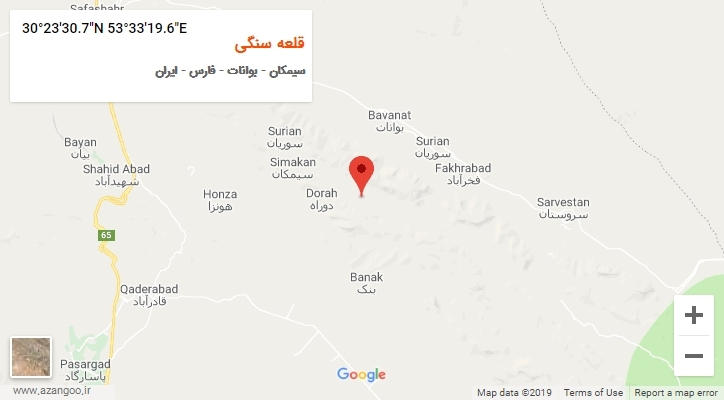 روستای قلعه سنگی بر روی نقشه