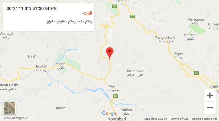 روستای قنات بر روی نقشه