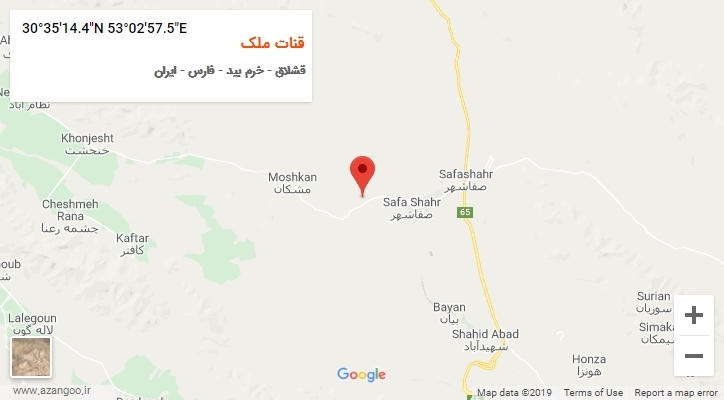 روستای قنات ملک بر روی نقشه