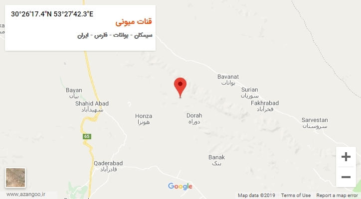 روستای قنات میونی بر روی نقشه