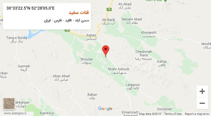 روستای قنات سفید بر روی نقشه
