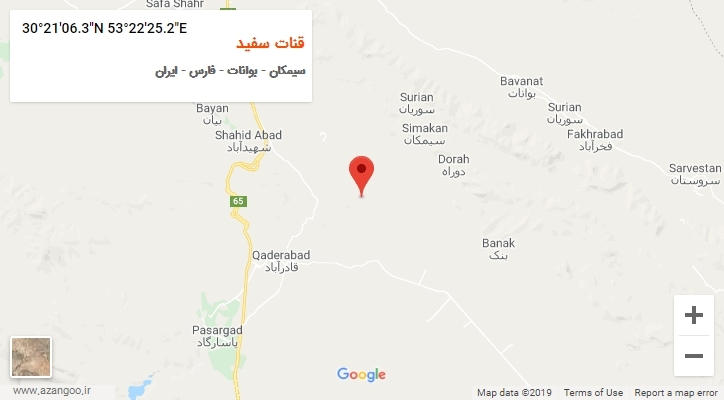 روستای قنات سفید بر روی نقشه