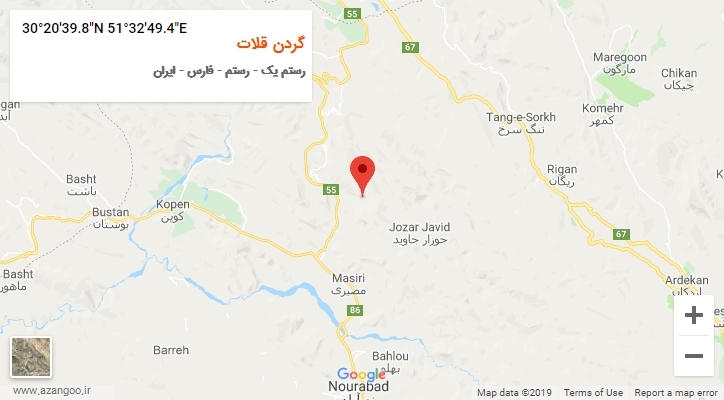 روستای گردن قلات بر روی نقشه