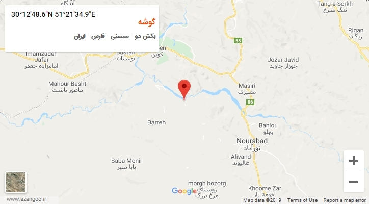 روستای گوشه بر روی نقشه
