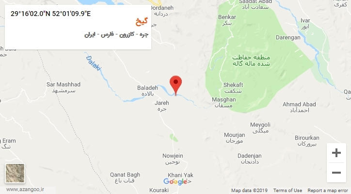 روستای گیخ بر روی نقشه