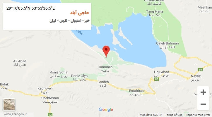 روستای حاجی آباد بر روی نقشه