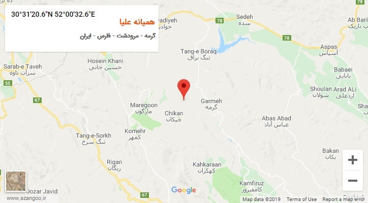 روستای همیانه علیا بر روی نقشه