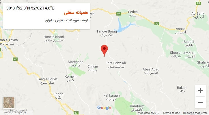 روستای همیانه سفلی بر روی نقشه