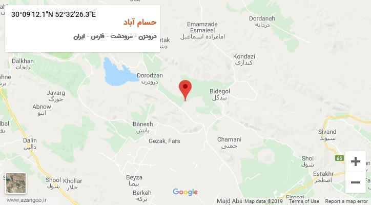 روستای حسام آباد بر روی نقشه