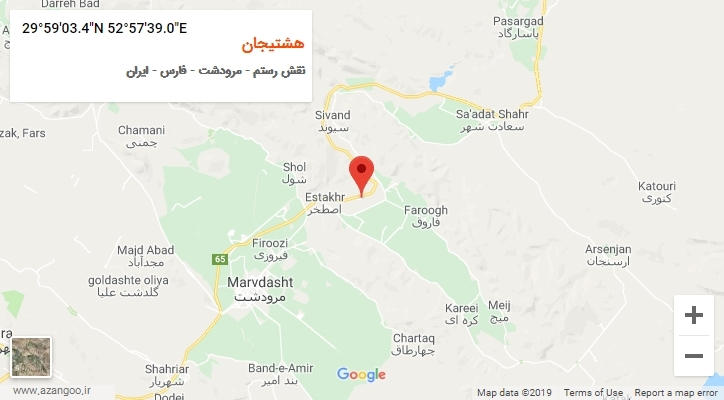 روستای هشتیجان بر روی نقشه