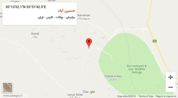 روستای حسین آباد بر روی نقشه