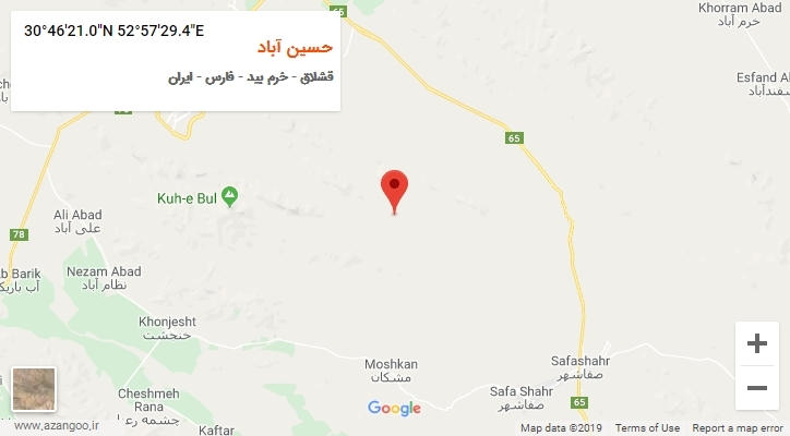 روستای حسین آباد بر روی نقشه