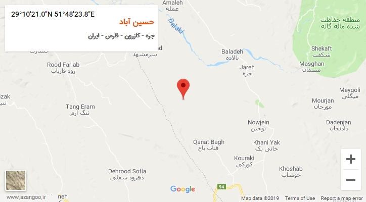 روستای حسین آباد بر روی نقشه