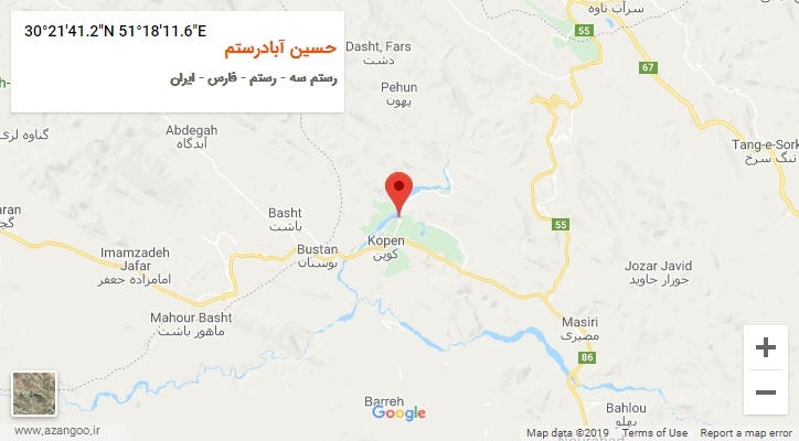 روستای حسین آبادرستم بر روی نقشه