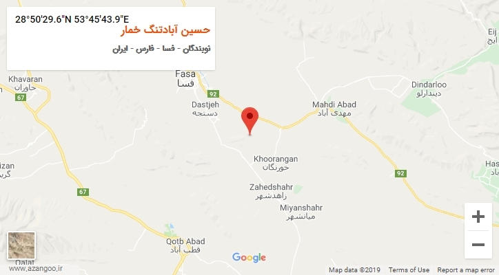 روستای حسین آبادتنگ خمار بر روی نقشه