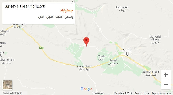 روستای جعفرآباد بر روی نقشه