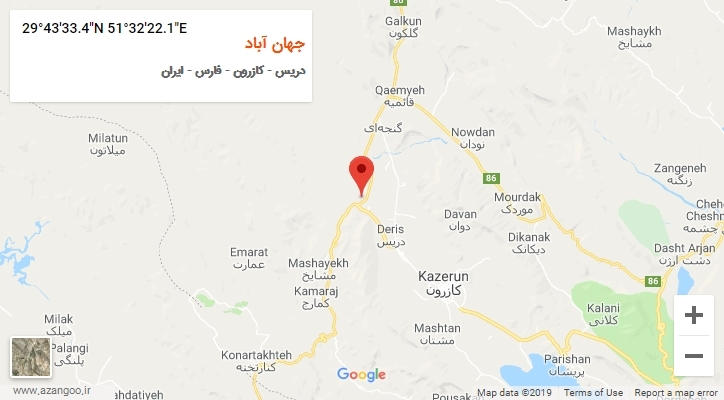 روستای جهان آباد بر روی نقشه