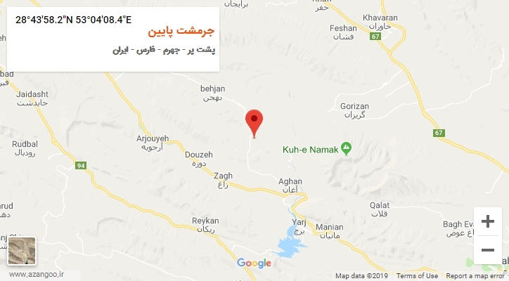 روستای جرمشت پایین بر روی نقشه