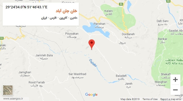 روستای خان جان آباد بر روی نقشه