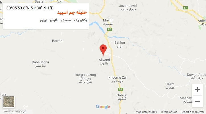 روستای خلیفه چم اسپید بر روی نقشه