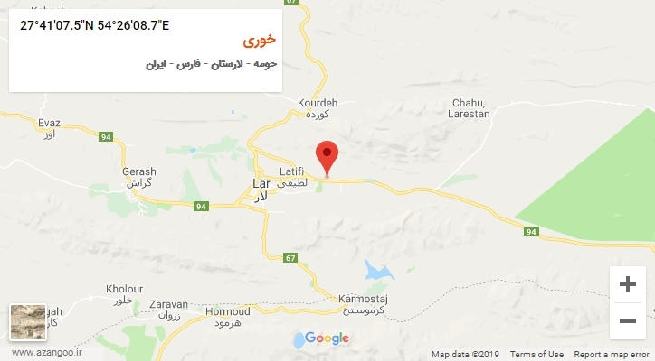 روستای خوری بر روی نقشه