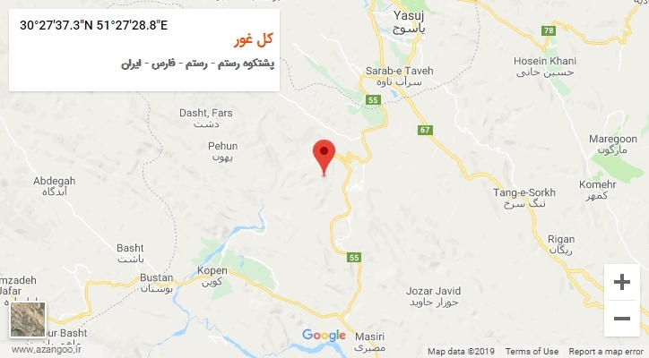 روستای کل غور بر روی نقشه