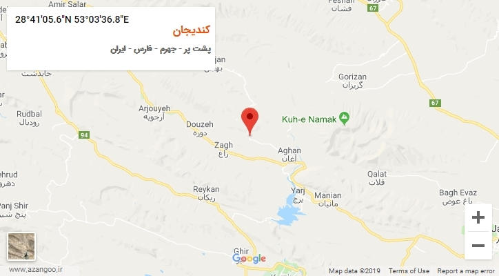 روستای کندیجان بر روی نقشه