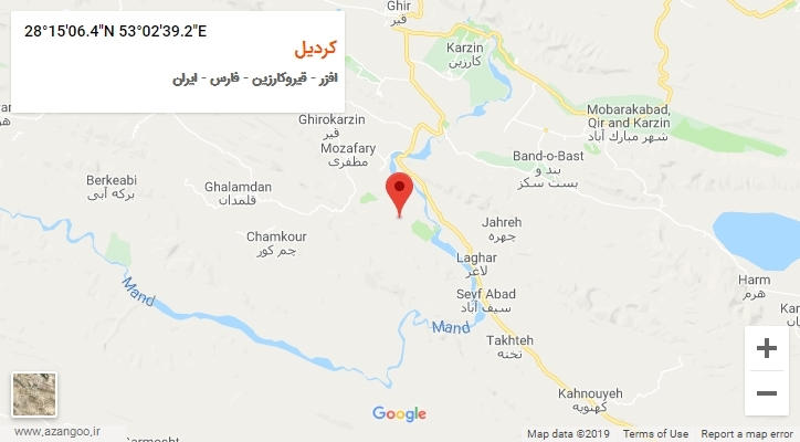 روستای کردیل بر روی نقشه